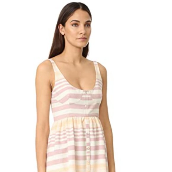 Mara Hoffman Sand Stripe Button Up Midi Dress - Picture 3 of 9
